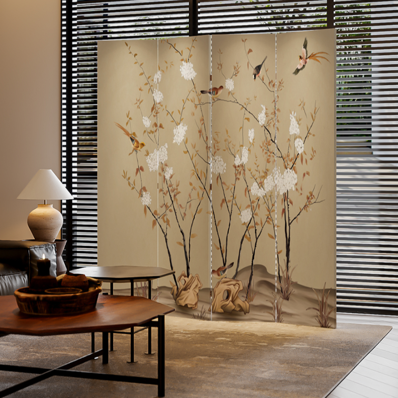 Multicolour Indoor Opaque Fold Away Temporary Wall with Wood Frame, 5/4/3 Panels, and Double Sided Print