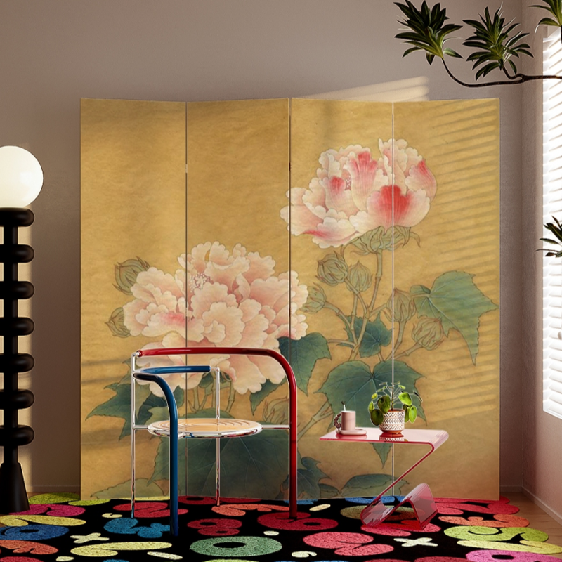 Multicolor Indoor Opaque Fold Away Temporary Wall with Wood Frame, 5/4/3 Panels, and Double Sided Print