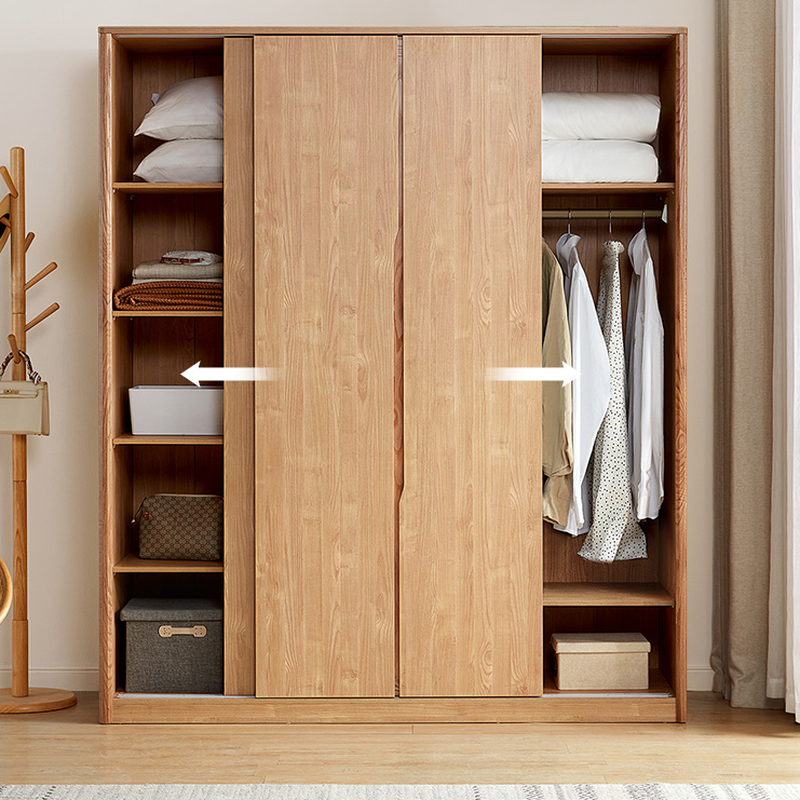 Wood Grain Contemporary Standalone Cabinet Armoire