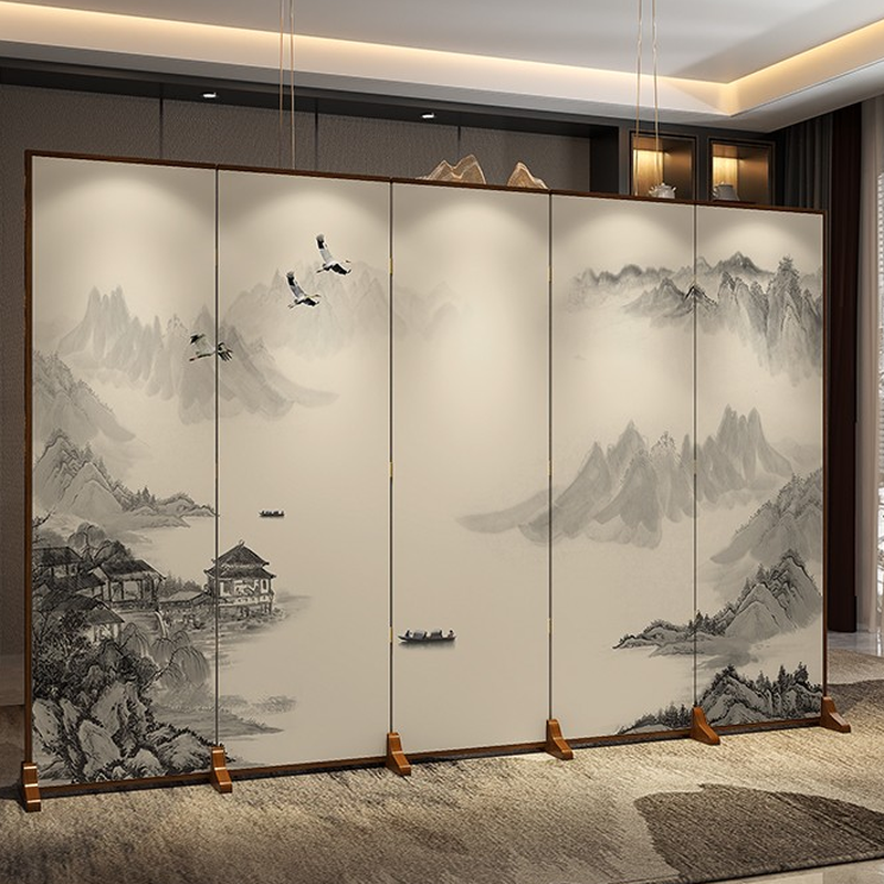 Beige Indoor Fold Away Opaque Double Sided Print Temporary Wall with 5 Panels/6 Panels/8 Panels and Wood Frame