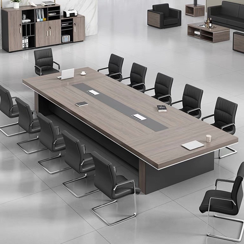 Light Natural Brown Modern Simple Style Conference Table, Rectangle Top, Seats 12+/10/8, Engineered Wood Tabletop