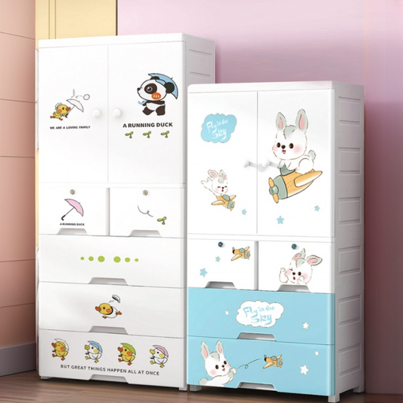 5 Drawers/4 Drawers Standalone Synthetic Material Cabinet Armoire with Repository