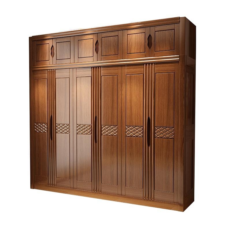 Modern Natural Wood Standalone Cabinet Armoire with Soft Close Door, Interior Shelves, and Clothing Rod