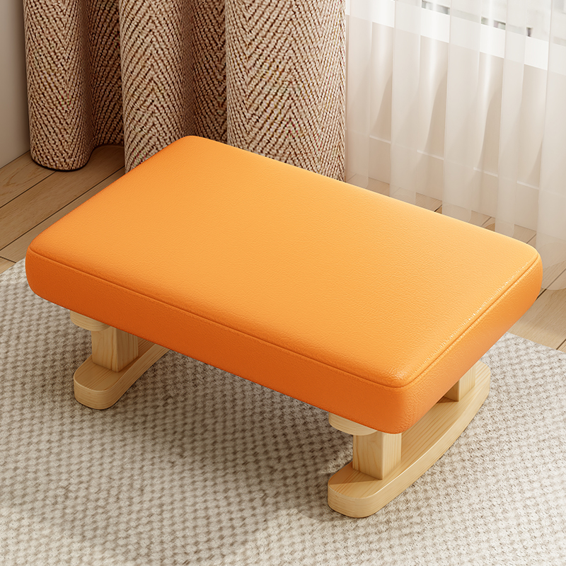 Simple Rectangle Solid Colour Footstool with Timber Frame