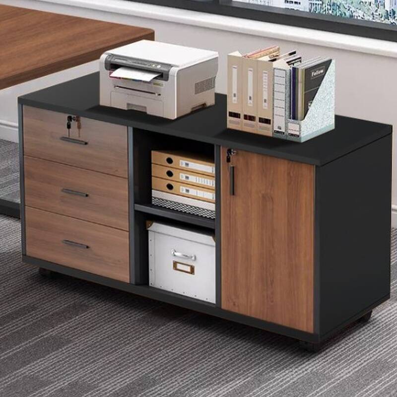 Lumber Scratch Resistant Base Cabinet with Wheels, Shelves, and Locking Door, 2-Wide/3-Wide Compartments