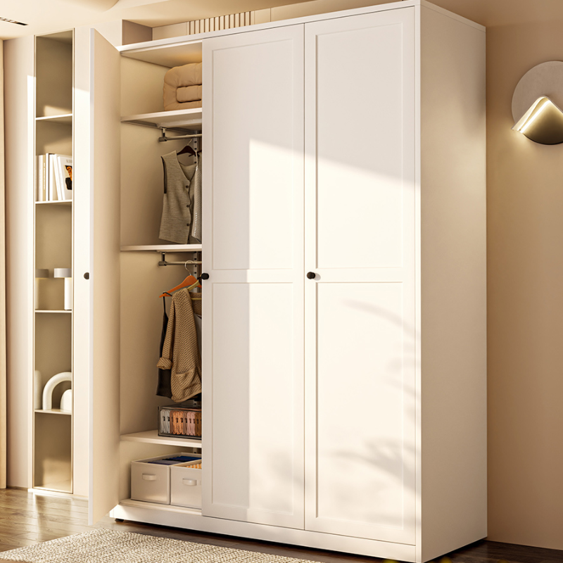 Chalk Modern Steel Standalone Cabinet Armoire with Adaptable Shelf and Clothing Rod