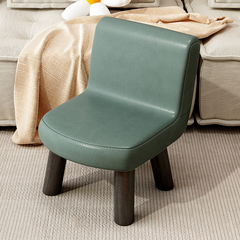Simple Square Solid Colour Standard Ottoman in Synthetic Leather with Dove Grey/Chalk/Light Brown