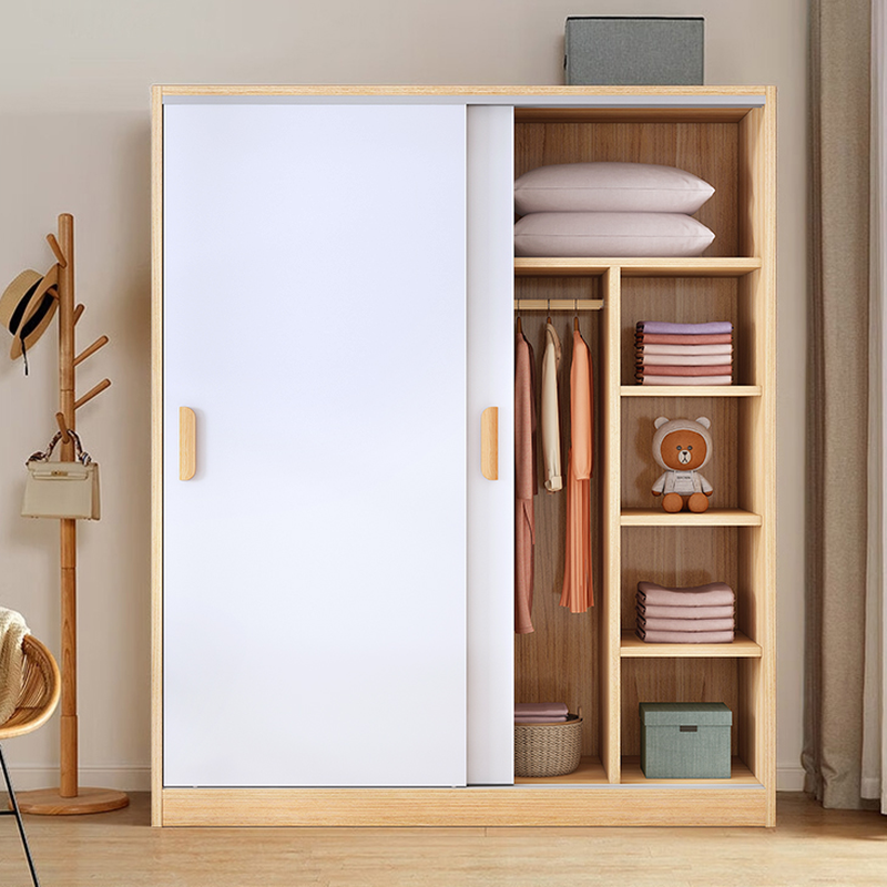 Modern Composite Wood Standalone Cabinet Armoire with Interior Shelves and Clothing Rod