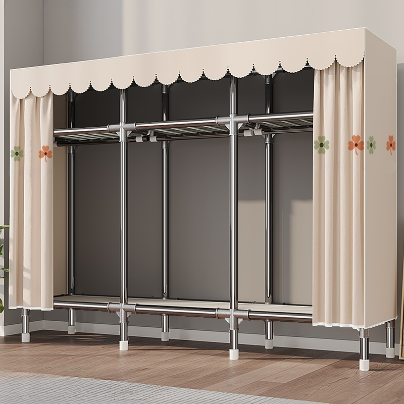 Modern Steel Independent Wardrobe Closet with Adaptable Shelf and Clothing Rod