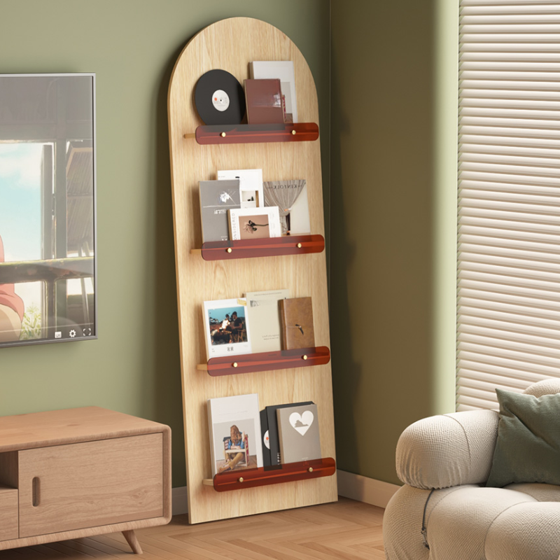 Art Deco Laminate Magazine Holder with Shelves, Length 15 in & Above, Height 10 in & Above, Independent Free Standing