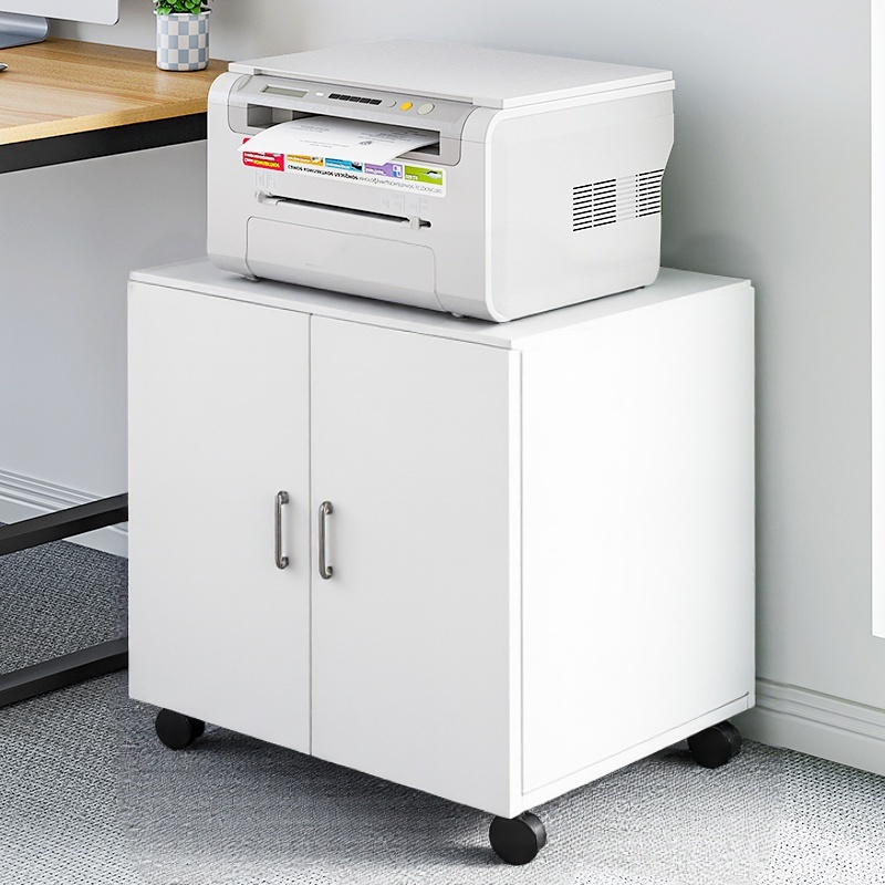 Manufactured Wood Mildew Resistant Storage Cabinet with Wheels, Locking Door, and Compartments