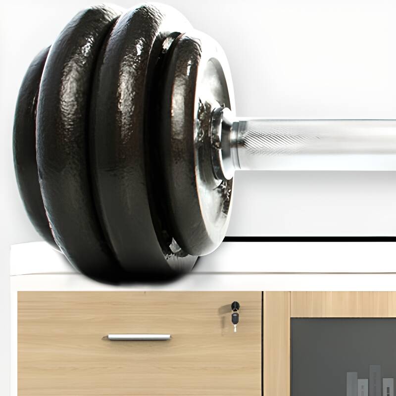 Modish Scratch Resistant Manufactured Wood Base Cabinet with Shelves, Drawers, Locking Door, and 4-Wide/2-Wide Compartments