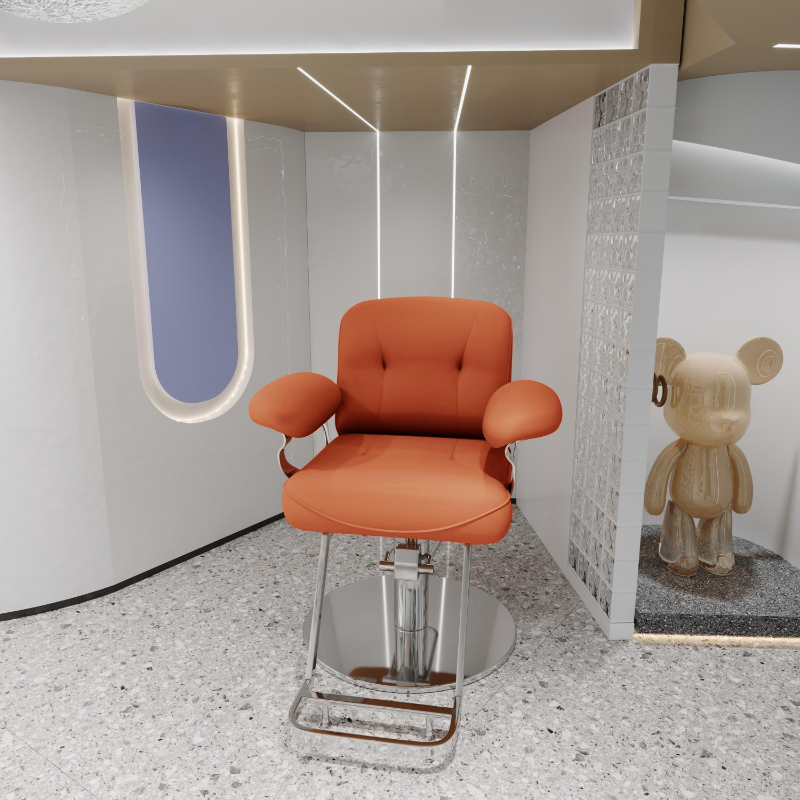 L-Shape Solid Colour Styling Chair with Stainless Alloy/Stainless Steel Frame, Footrest, and Adjustable Features