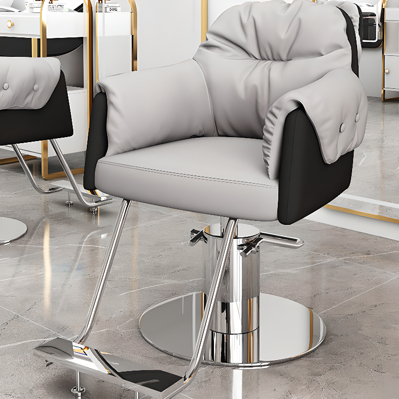 L-Shape Solid Colour Styling Chair with Stainless Alloy Frame, Footrest, and Adjustable Features