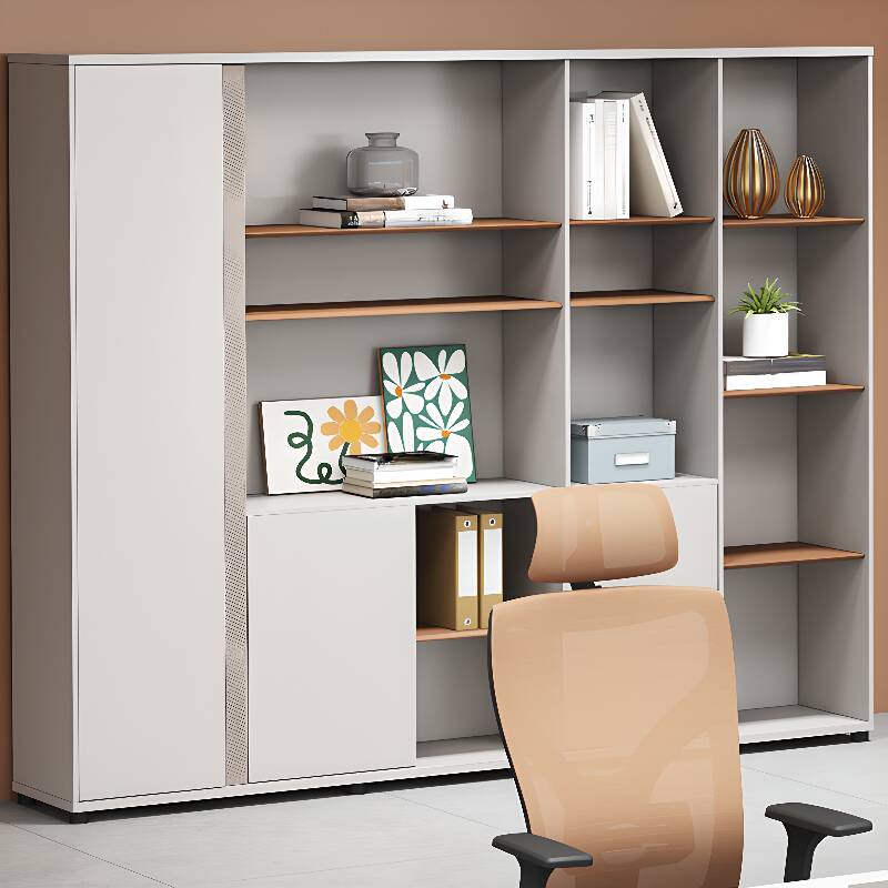 Chalk Mildew Resistant Manufactured Wood Filing Cabinet Console with Shelving, Locker, 3 Doors, and 5-Wide Compartments