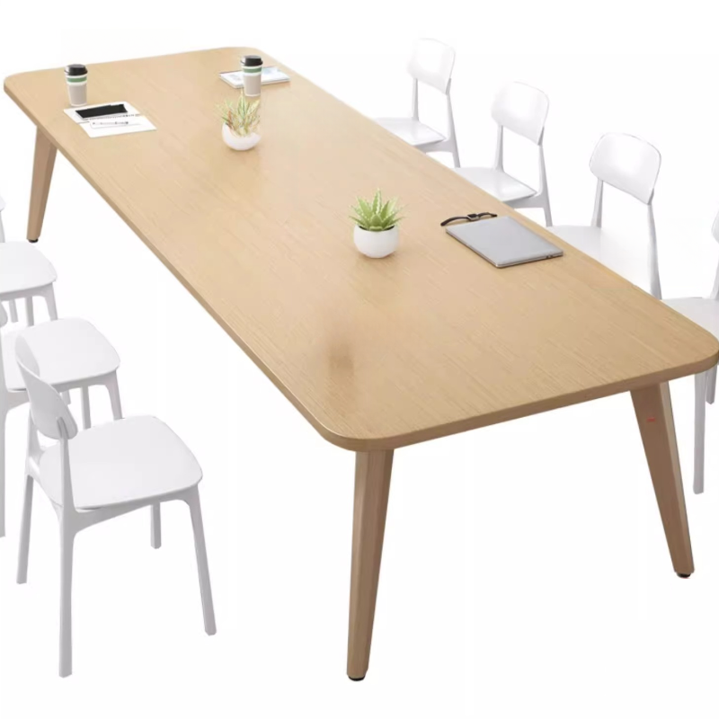 Warp-proof Rectangle Engineered Wood Conference Table with a Wood Grain Top for 8-person Seating/6-person Seating/for 4 in a Modern Simple Style