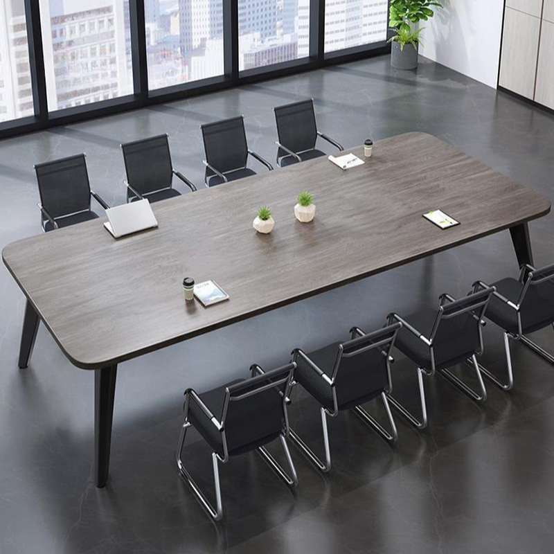 Light Natural Brown Modern Simple Style Conference Table, Warp-proof, Rectangle Shape, Seats 12+, Engineered Wood Tabletop
