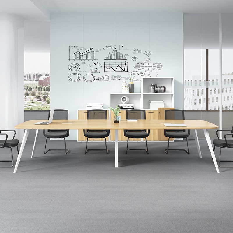 Modern Distortion-resistant Wood Colour Rectangular Conference Room Table with a Mdf Wood Top for 6/Seats 10/12-person Seat