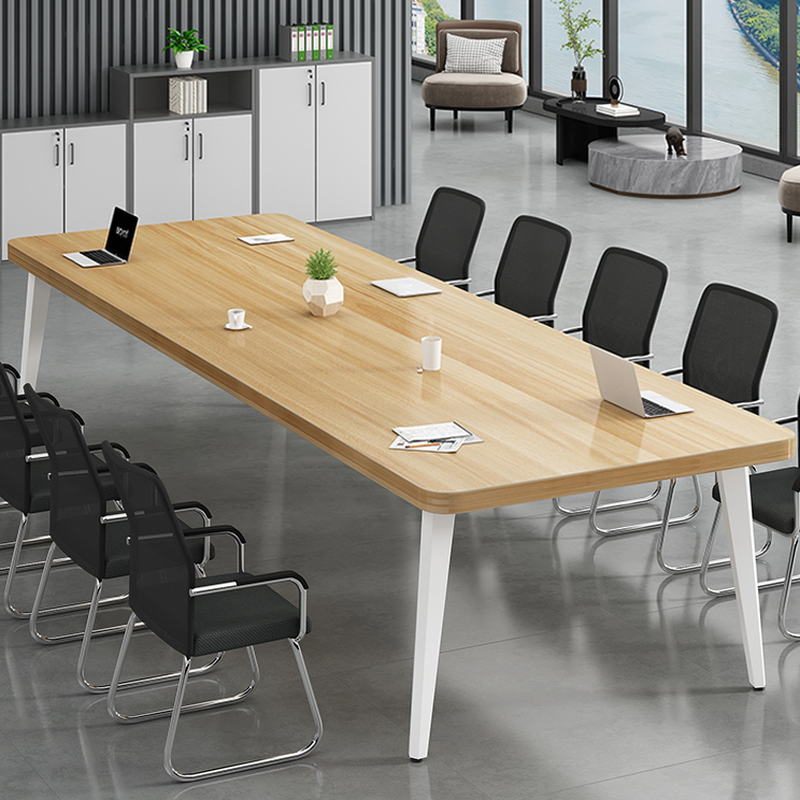 Modern Simple Style Heat Resistant Rectangle Conference Table with Engineered Wood Top, Seats 12+/6-person Seating/8-person Seating
