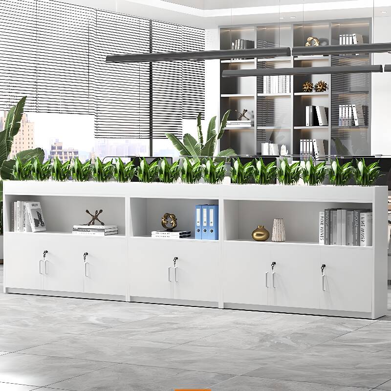 Chalk Manufactured Wood Office Storage Unit with Moisture-proof Shelves, Locker, and Locking Door, 2-Wide/1-Wide