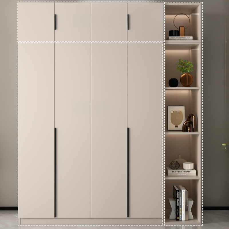 Chalk Modern Composite Wood Independent Wardrobe Closet with Soft Close Door, Interior Shelves, and Clothing Rod