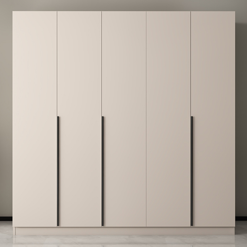 Chalk Modern Composite Wood Independent Wardrobe Closet with Interior Shelves and Clothing Rod