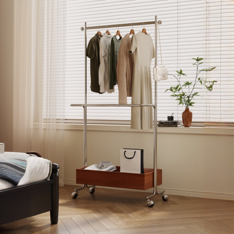 Simplistic Hall Tree with Receptacle, 1 Shelf, Stainless Steel Frame, and Alloy Hook