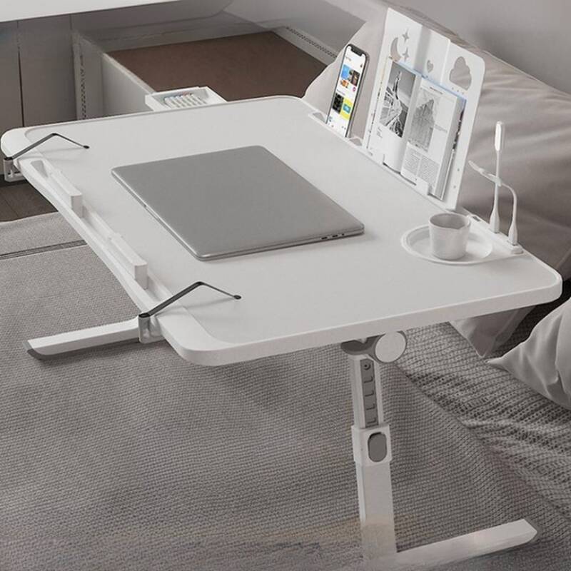 Modern Simple Style Engineered Wood Riser Laptop with Height Adjustable, Compartment, Ergonomic Tilt, and 1 Outlet