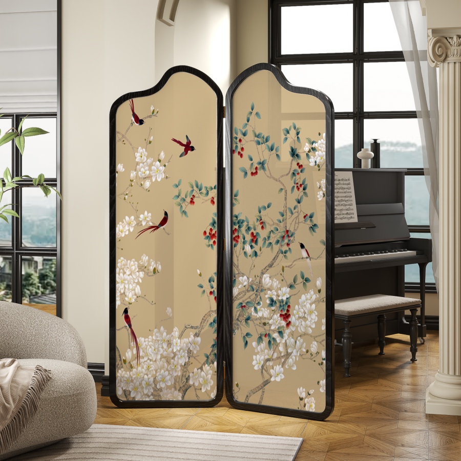 Multi-Colour Modern Indoor Translucent Pop Up Room Separator Wall with 3 Panels/2 Panels and Gauze