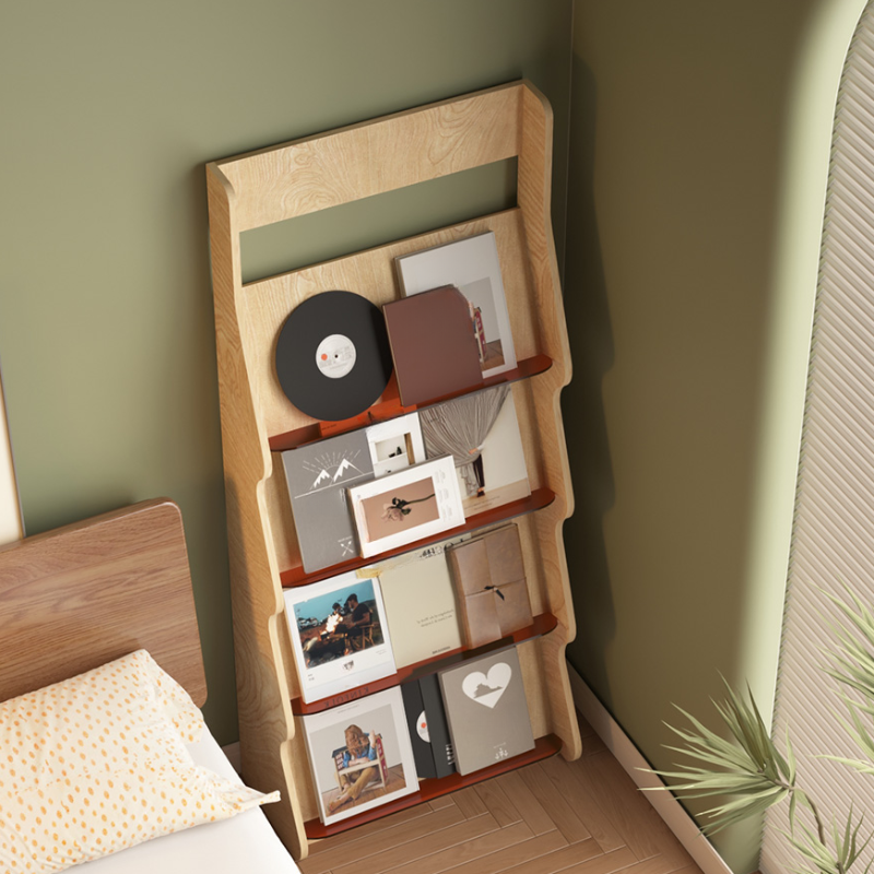 Retro/Nordic Laminate Magazine Holder with Shelves, 15 in & Above Length, 10 in & Above Height, Independent
