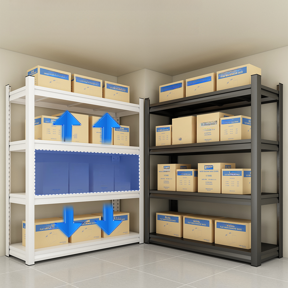 Midnight Black Casual Storage Shelf Rack with Steel Storage Shelves, Unattached