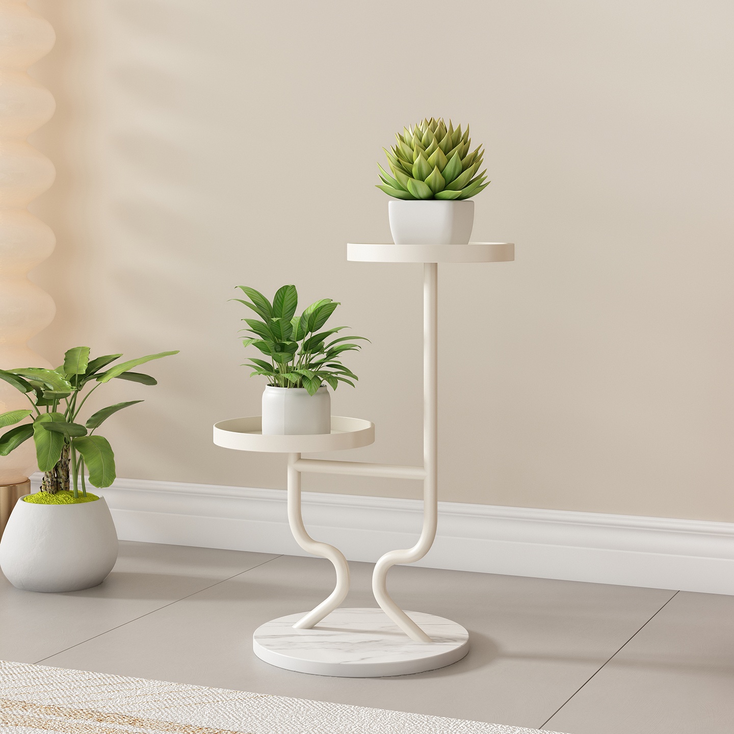 Rounded Metal Plant Stand with Caster Wheels