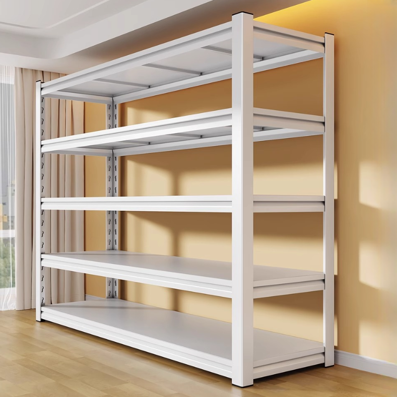 White Casual Steel Warehouse Shelving Rack with Unattached Installation