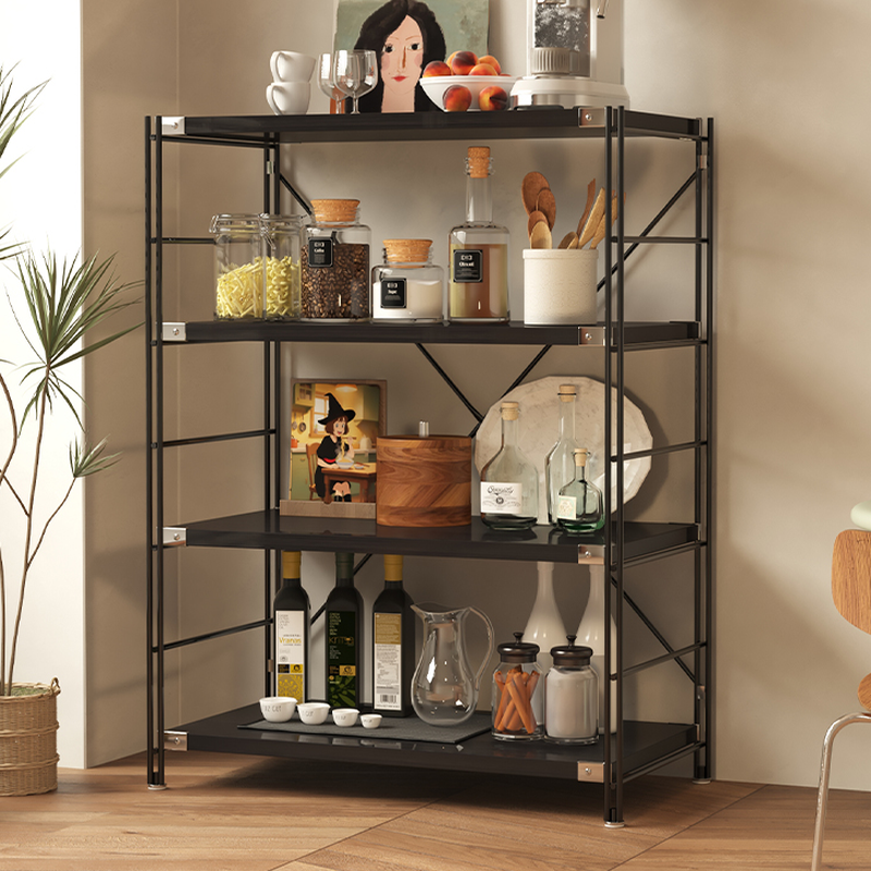 Unattached Ink Steel Storage Room Shelf with Accent Shelves in a Modish Style