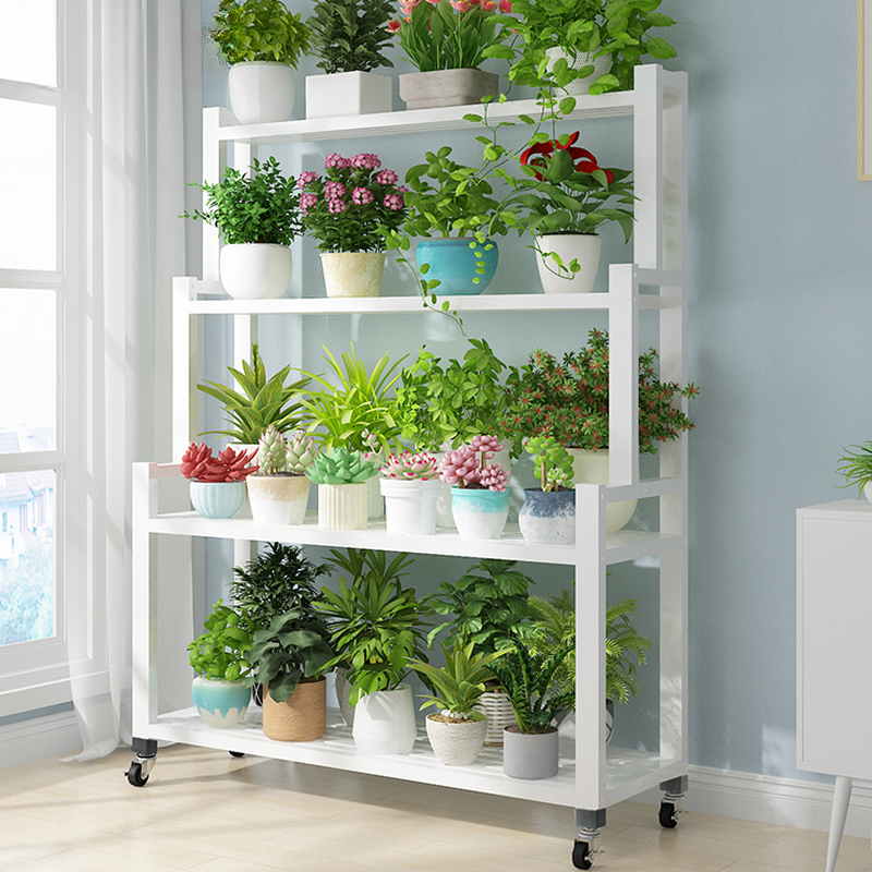 Rectangle Steel Plant Stand with Caster Wheels