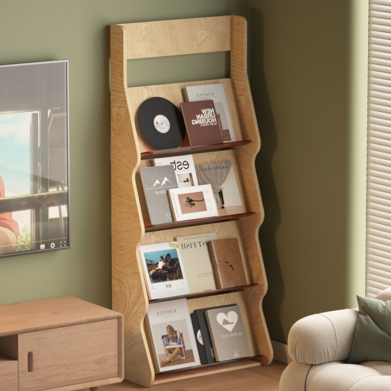 Art Deco Magazine Holder in Manufactured Wood, 15 in & Above Length, 10 in & Above Height with Shelves, Independent