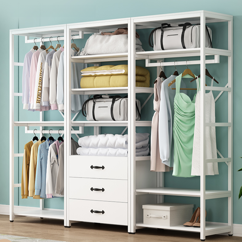 Chalk Modish Coat Tree with Stockroom and Steel Frame