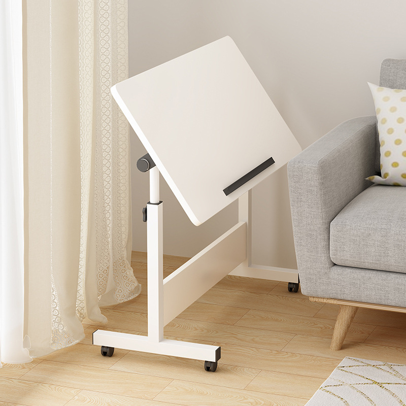Casual Ergonomic Tilt Wood Adjustable Height Laptop Cart with Swivel Wheels