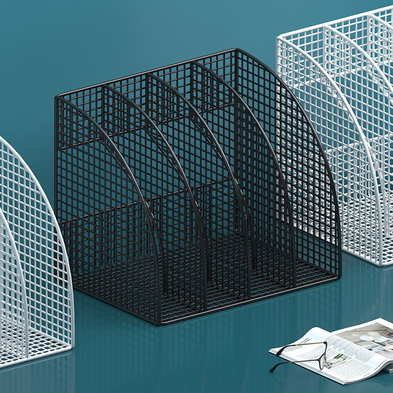 Metal 11 To 15 in/Up To 7 in/7 To 11 in L x 10 in & Above H Magazine Holder with Shelves and Divider in a Modern Simple Style