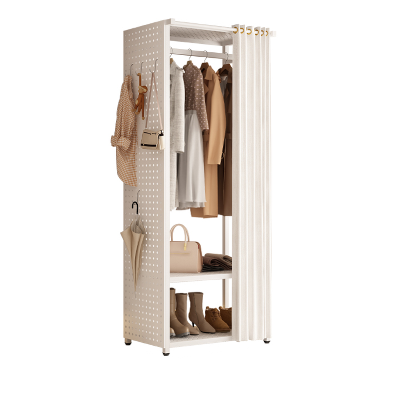 Chalk Casual Coat Tree with Repository, 2 Shelves, Iron Frame, and Alloy Hook