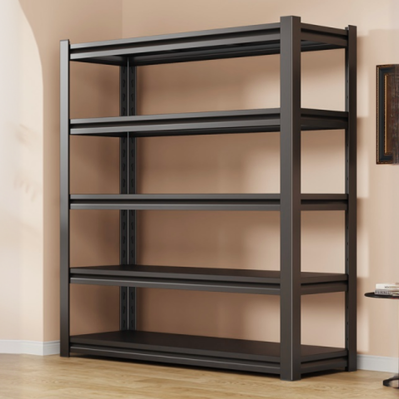 Midnight Black Casual Steel Storage Shelf Rack, Unattached