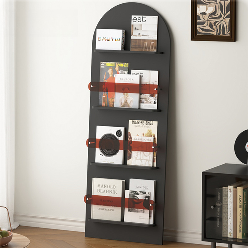 Art Deco Particle Board Wood Magazine Holder with 15 in & Above Length, 10 in & Above Height, Shelves, and Independent Free Standing