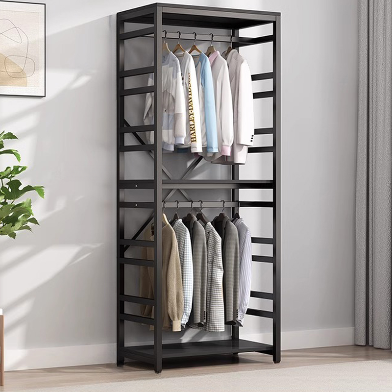 Midnight Black Simplistic Hall Tree with Receptacle, Alloy Frame, and Manufactured Wood Bench