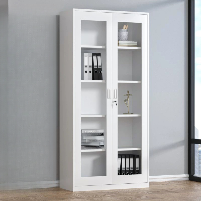 Chalk Steel Filing Cabinet Console with Warp-free Drawers, Adjustable Shelving, and Locking Door, Available in 2-Wide