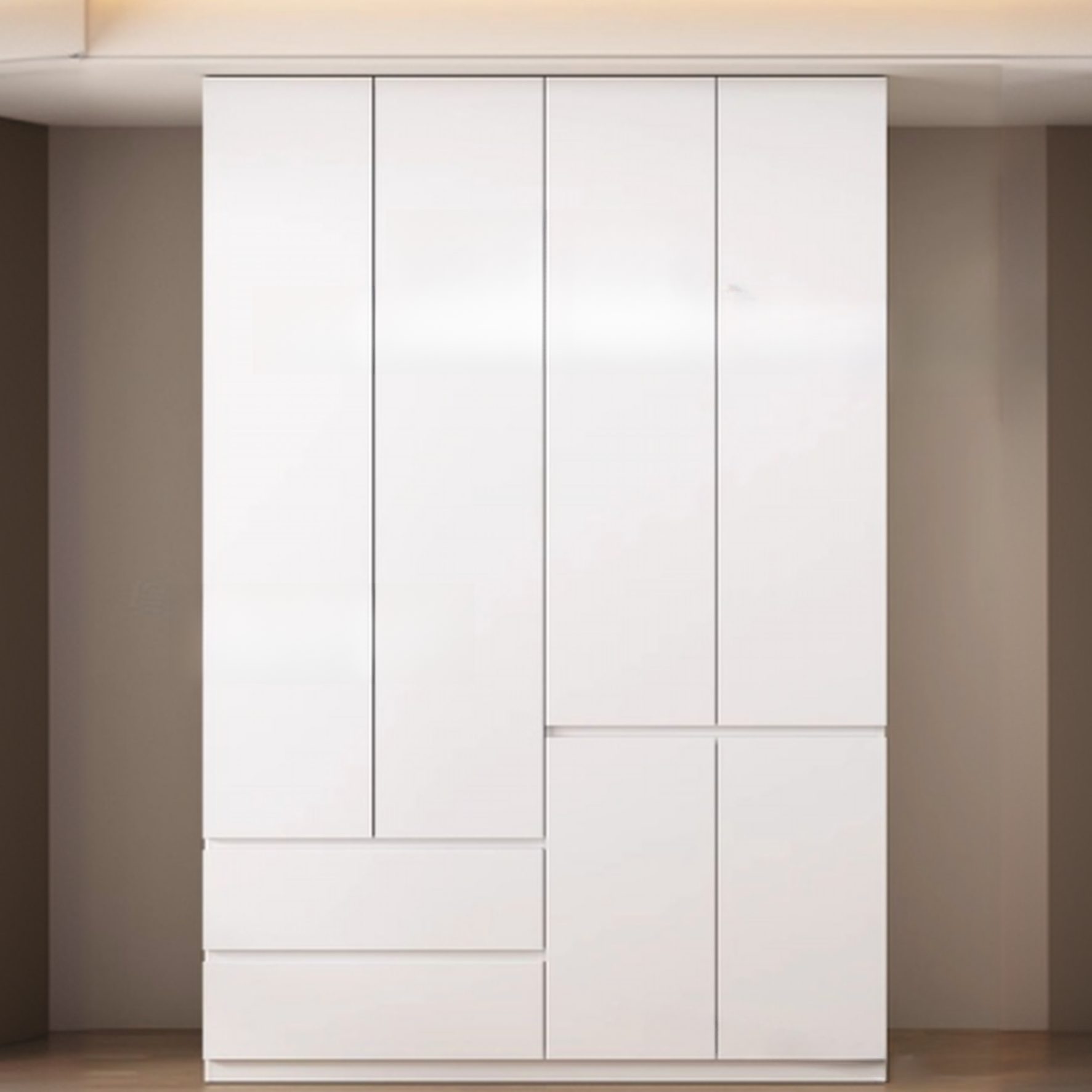 Contemporary Reclaimed Wood Almirah with Soft Close Drawer, Soft Close Door, Interior Shelves, and Hanging Rod