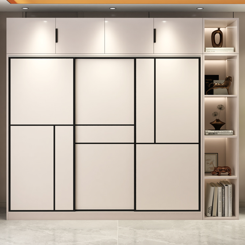 Modern Composite Wood Wardrobe Closet with Soft Close Door, Interior Shelves, and Clothing Rod