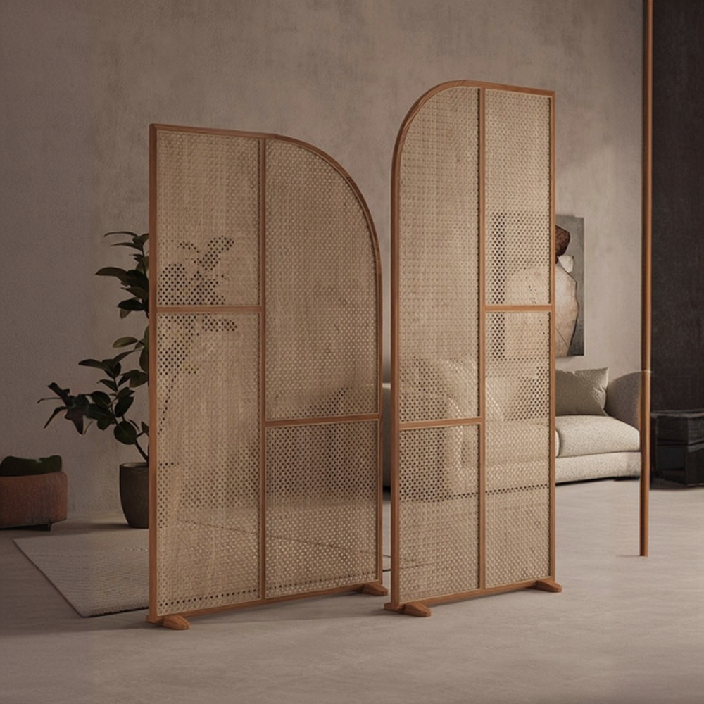Modern Indoor Translucent Single Panel Room Separator Wall with 1 Panel in Rattan and Independent Design