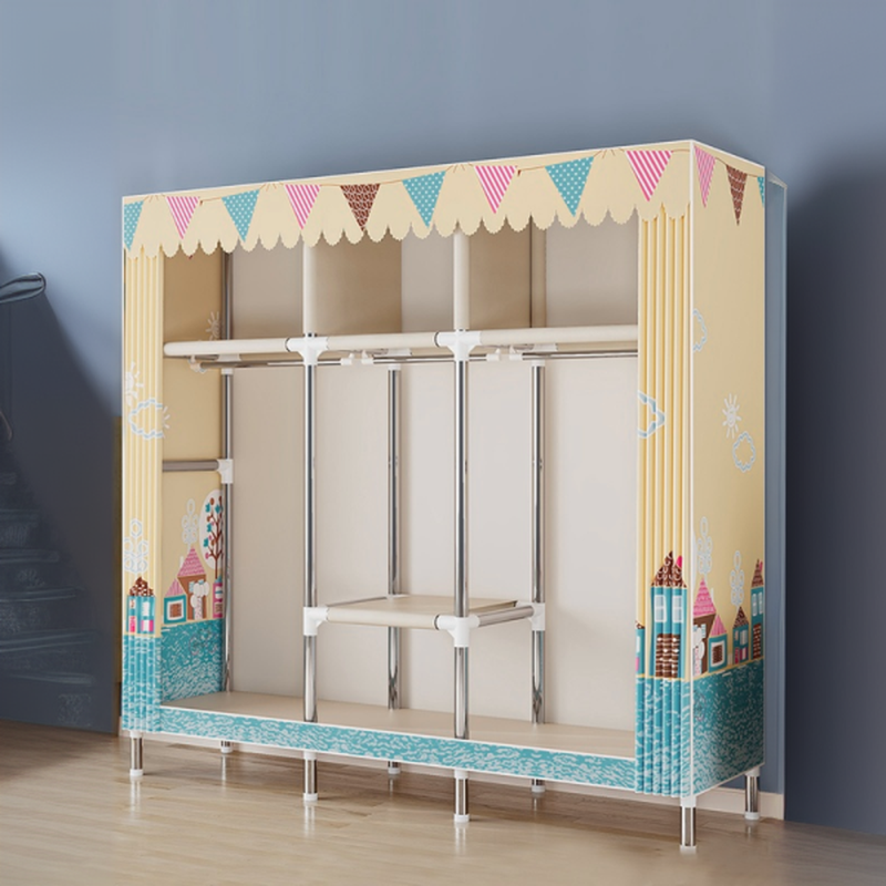 Modern Alloy Armoire Cabinet with Interior Shelves and Clothing Rod