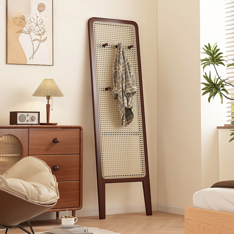 Modern Indoor Translucent Pop Up/Single Panel Room Separator Wall with Rattan Screen and Independent Free Standing Design