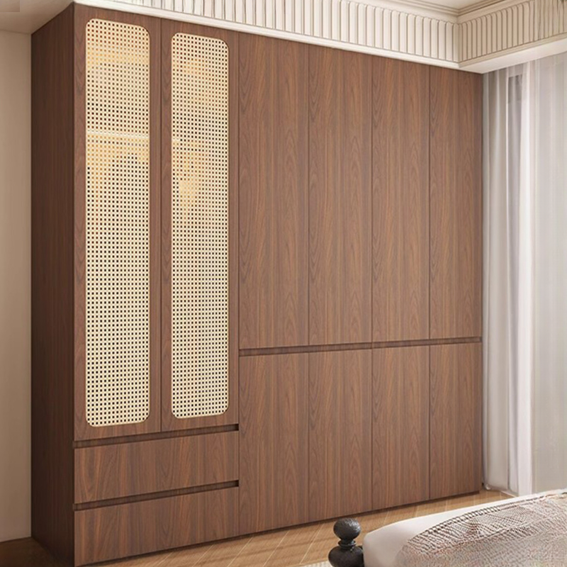 Cocoa Modern Laminate Wardrobe Closet with Soft Close Drawer, Soft Close Door, Interior Shelves, and Clothing Rod